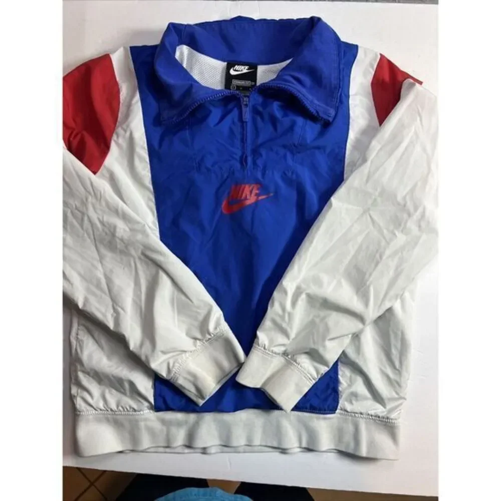 Nike Boys' Amplify 1/2 Zip Woven Poplin Jacket Top Size Lg Sportswear Retro Look